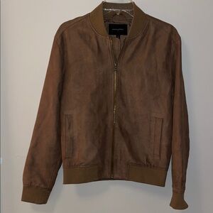 Banana republic vegan suede, dark acorn bomber jacket - small